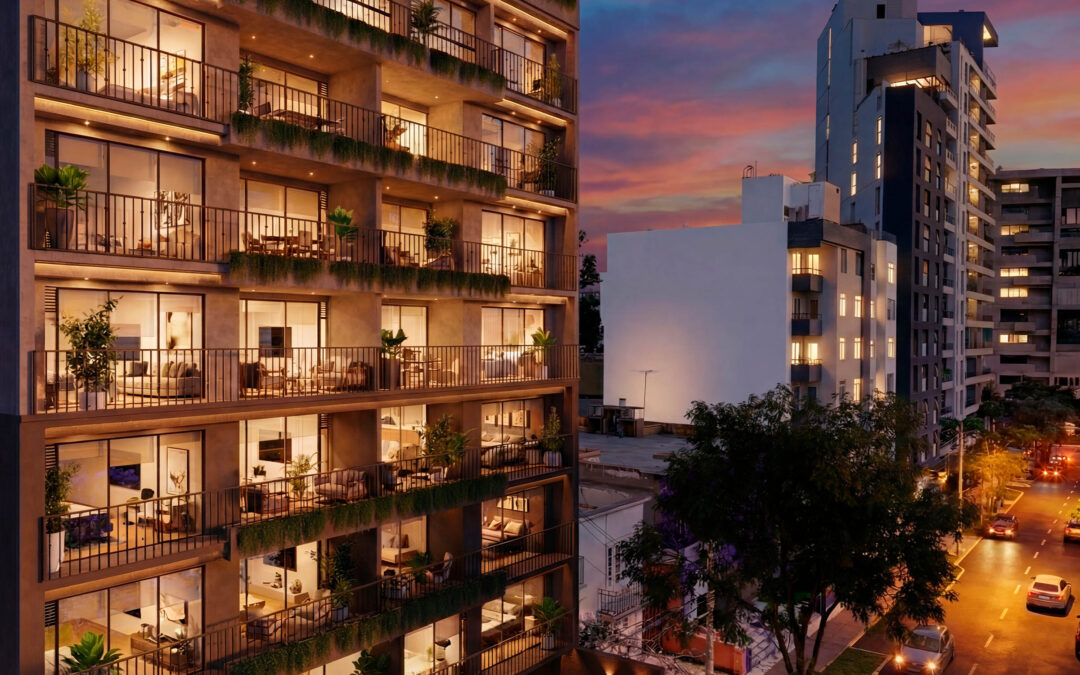 Departamentos en venta Miraflores - fachada moderna del proyecto Áncora en el distrito