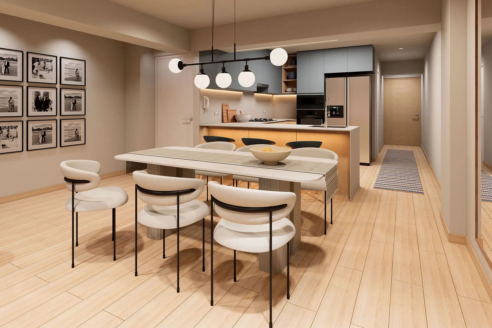 Departamentos en venta Miraflores - interior moderno con comedor amplio y cocina de calidad